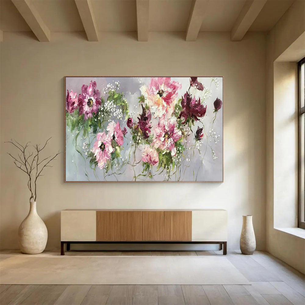 “Pink and Purple Floral Bouquet” – Impasto Floral Oil Painting CT1764