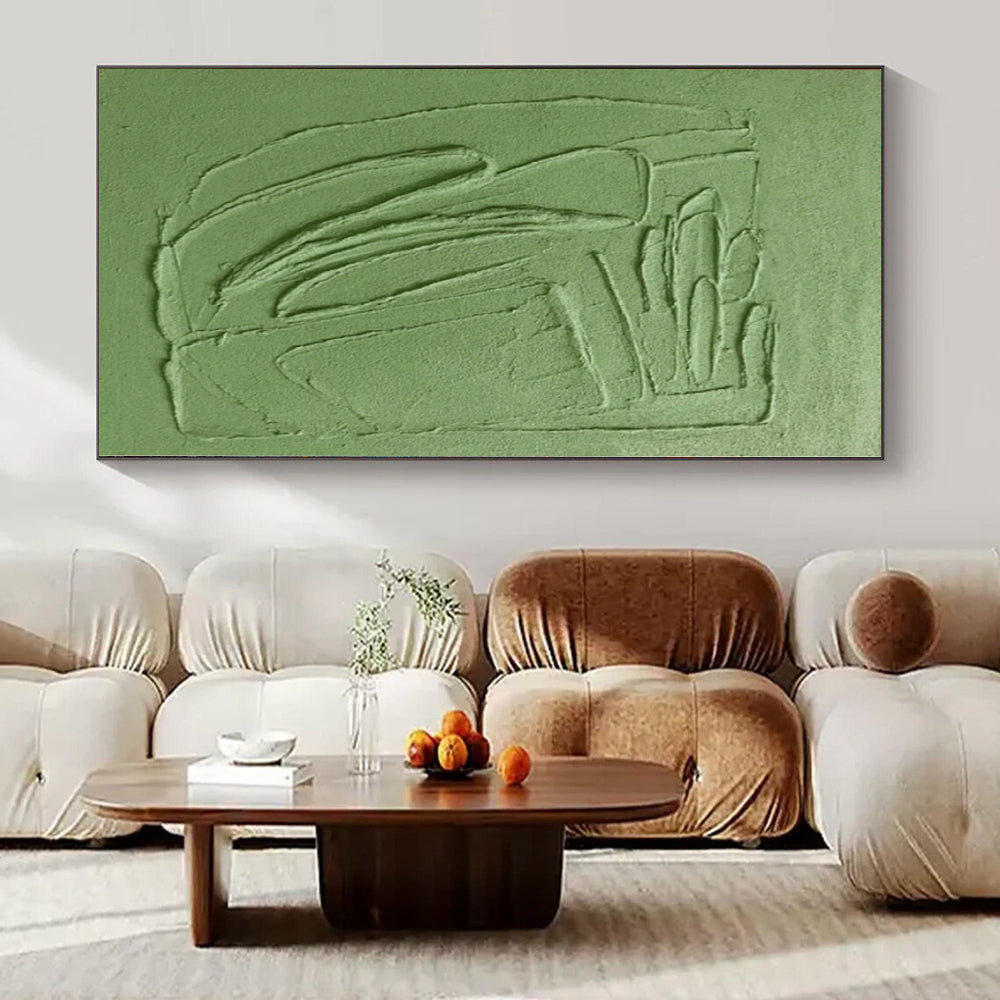 “Textured Green Abstract Forms” Impasto - Style Acrylic Art CT0192