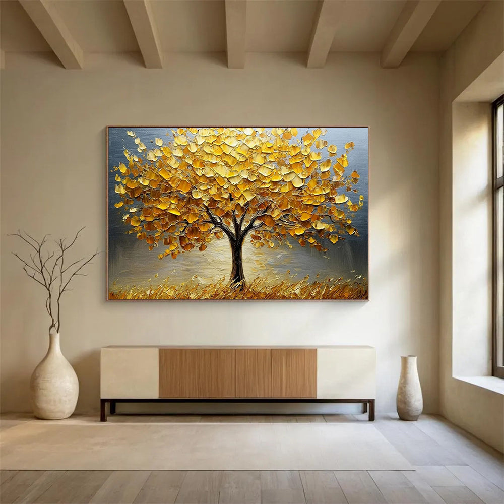 “Golden Autumn Tree” – Impasto Landscape Oil Painting CT1767
