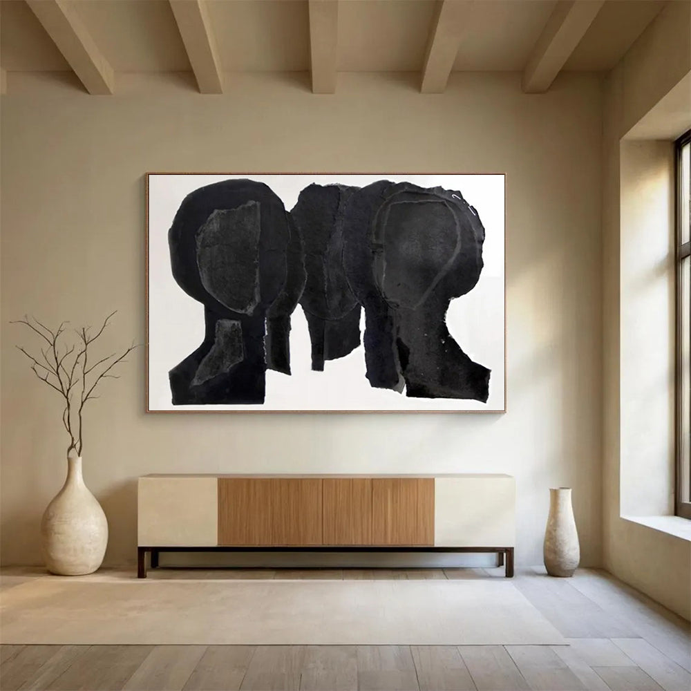 “Black Silhouette Collage” – Abstract Mixed - Media Collage CT1780