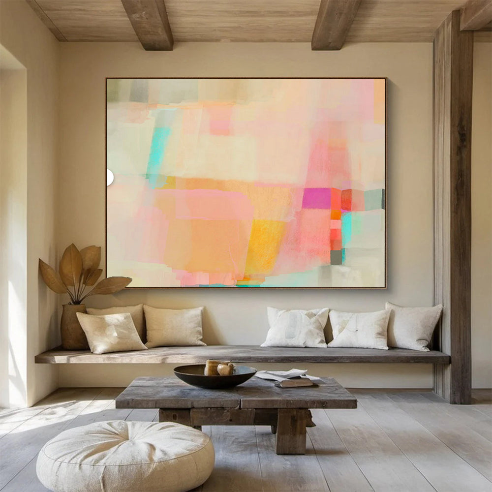 “Pastel Patchwork” - Soft pinks, oranges, blues; blended, airy geometric shapes CT1499