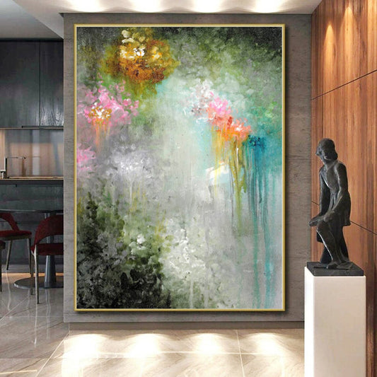 “Fantasy Flower Shower” - Abstract Work with Pink, Purple, Green, Blue, White CT0073