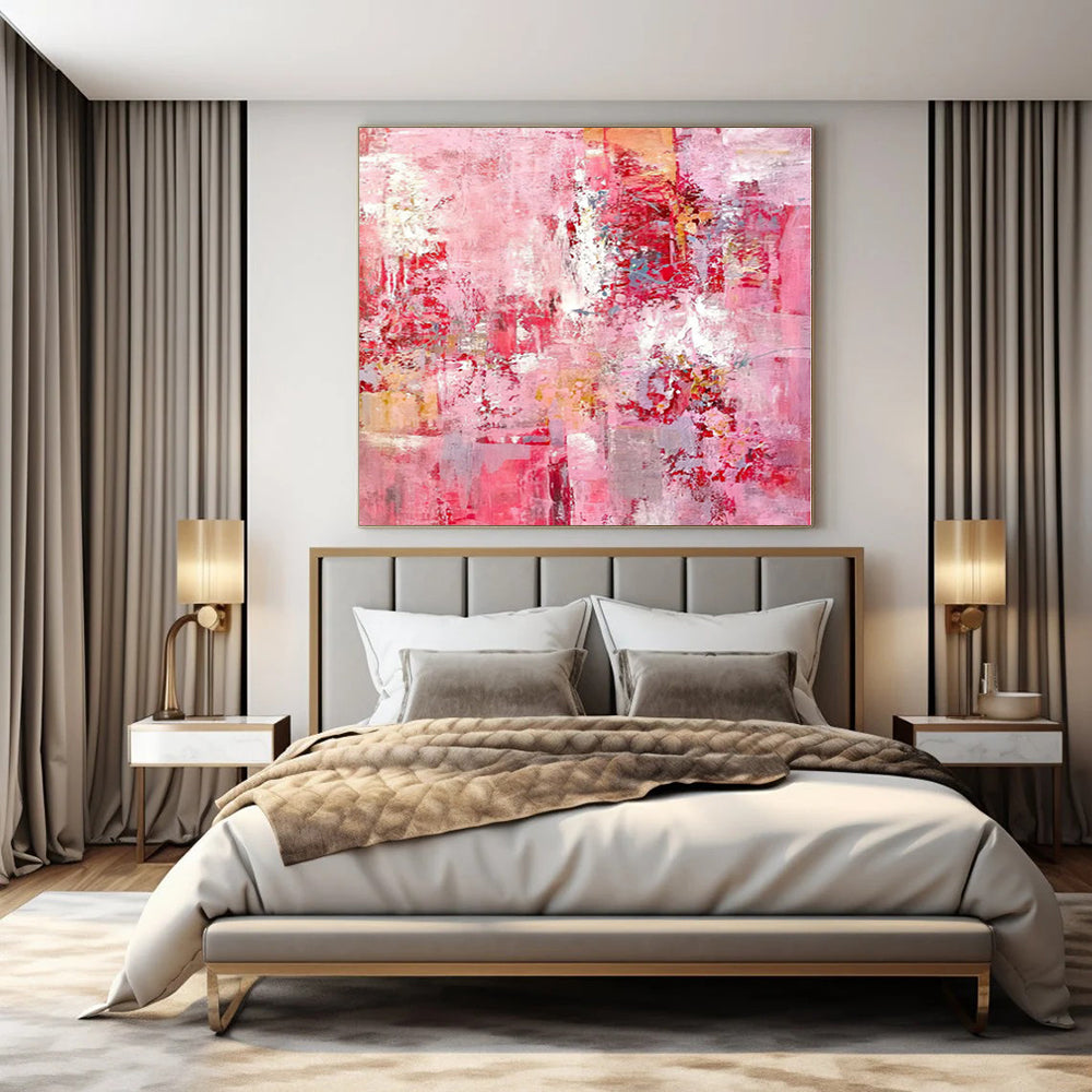 “Pink - Red Abstract Textures” Expressionistic Acrylic Art CT0204