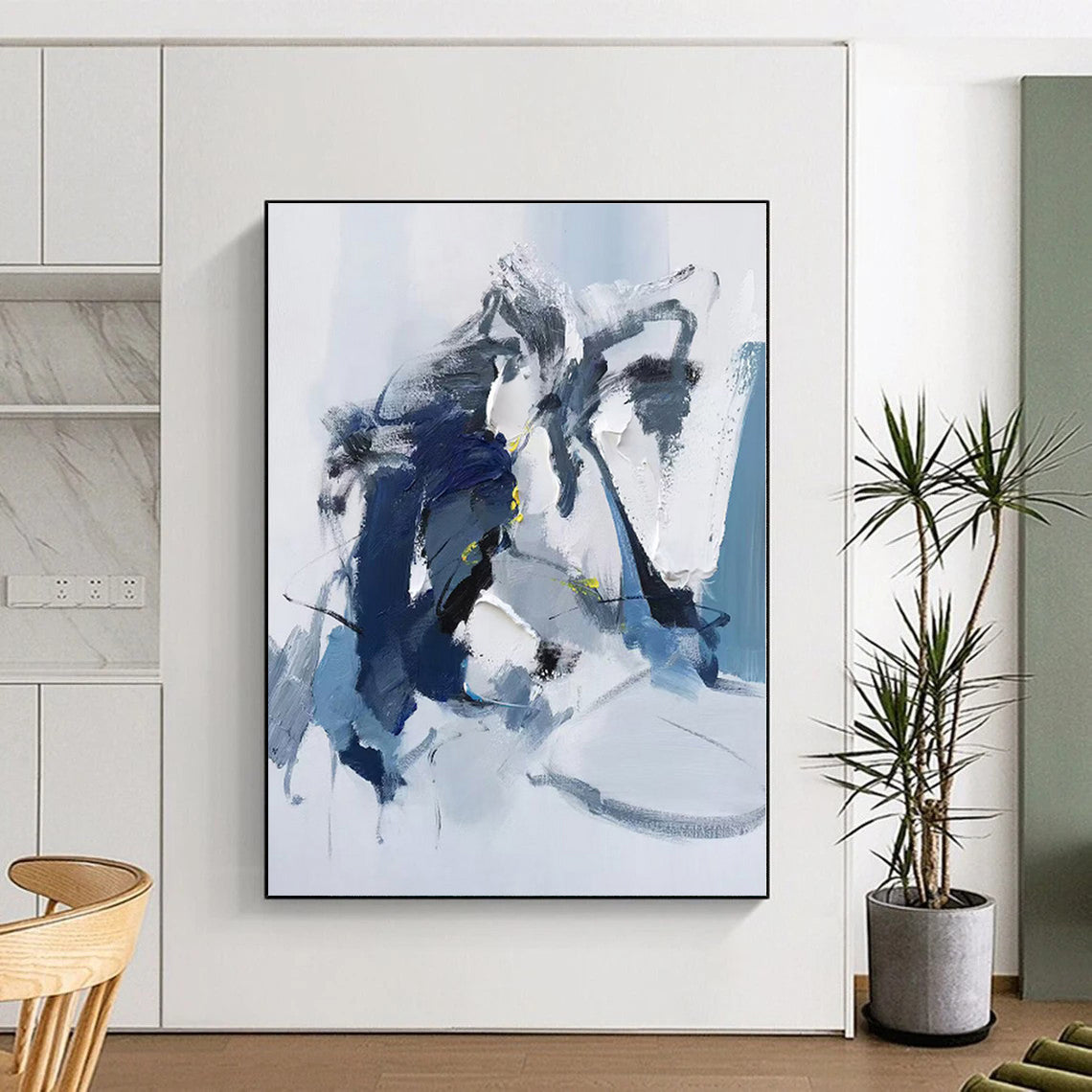 “Blue - White Abstract Figure” - Abstract Figurative Art CT0485