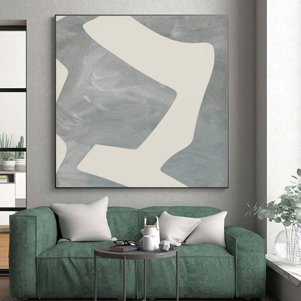 “Gray - Beige Geometric Shapes” - Abstract Minimalist Art CT0436