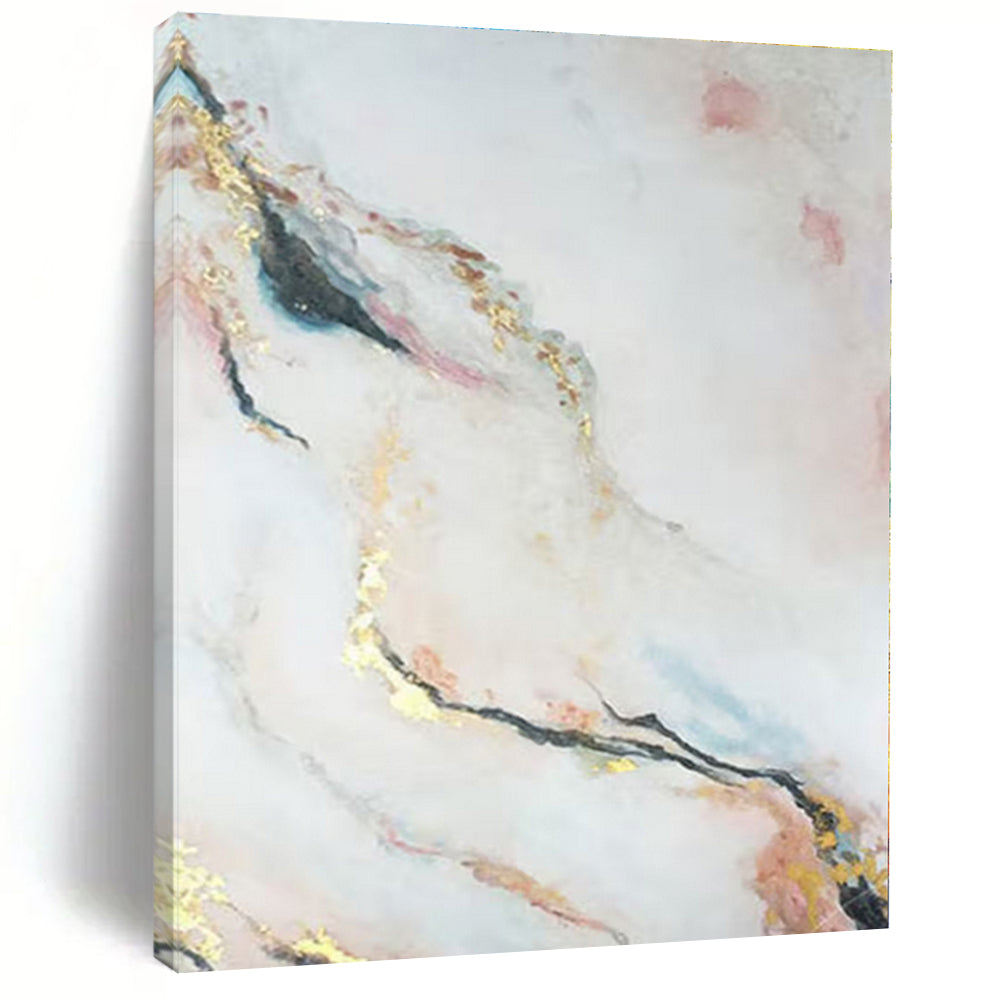 “Pink - Gold - Blue Marbled Abstraction” - Abstract Luxury Art CT0433