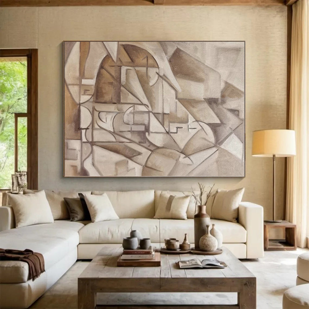 “Brown - Beige Cubist Abstraction” - Abstract Cubist - Style Work CT0400