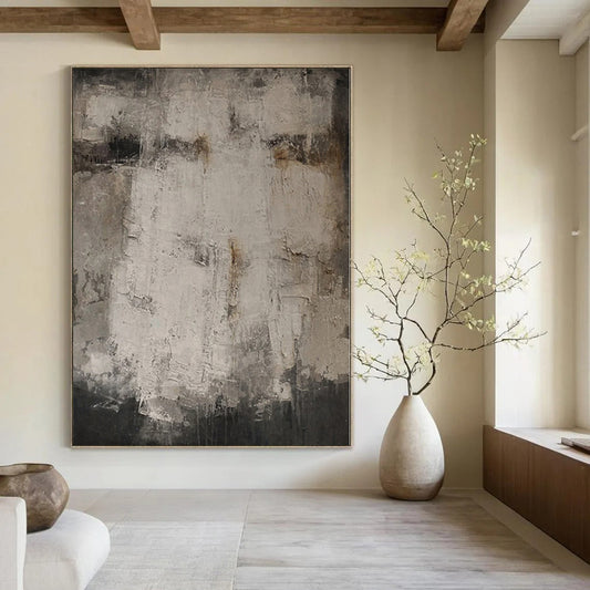 “Gray - Brown Textured History” Abstract Oil Painting CT0126