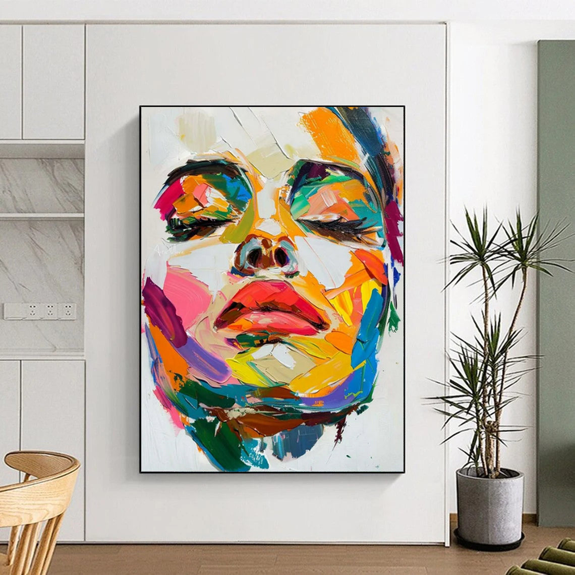 “Colorful Portrait 2” - Vivid Abstract Portrait Painting On Canvas CT2244