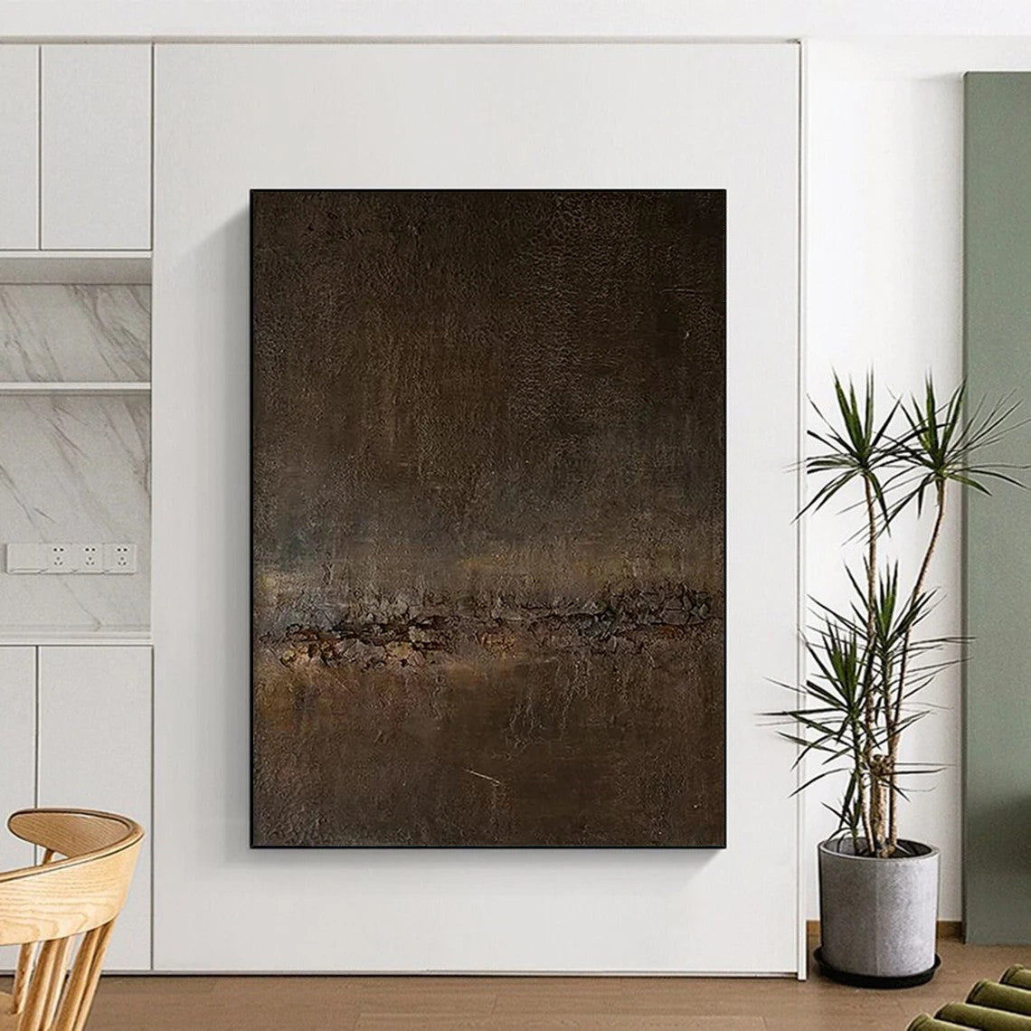 “Dark Textured Abstraction” - Minimalist Abstract Painting On Canvas DTP057