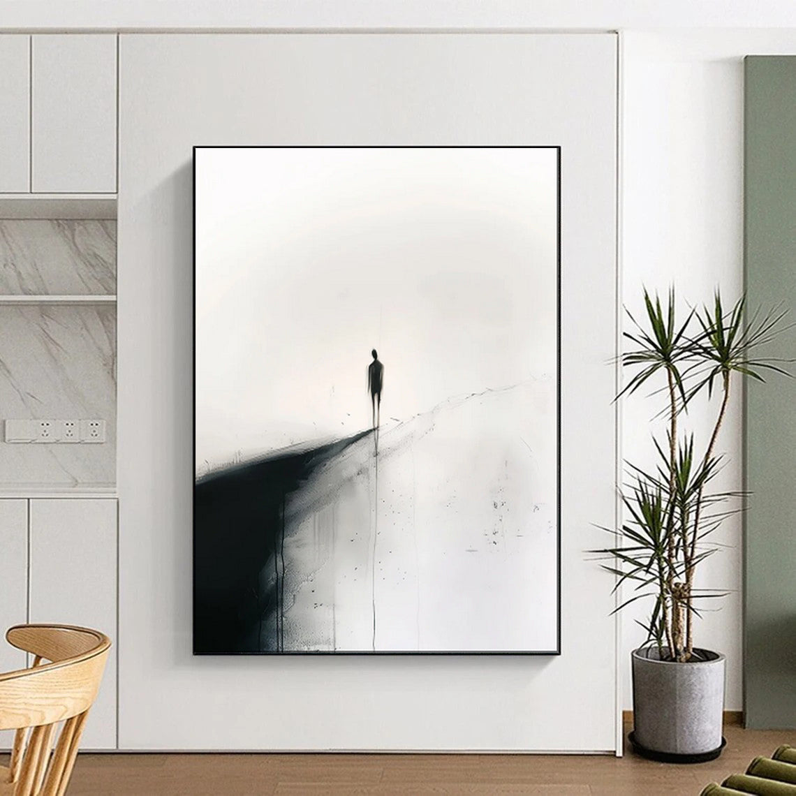 “Lonely Figure on a Path Abstract” - Minimalist Ink Art CT1931