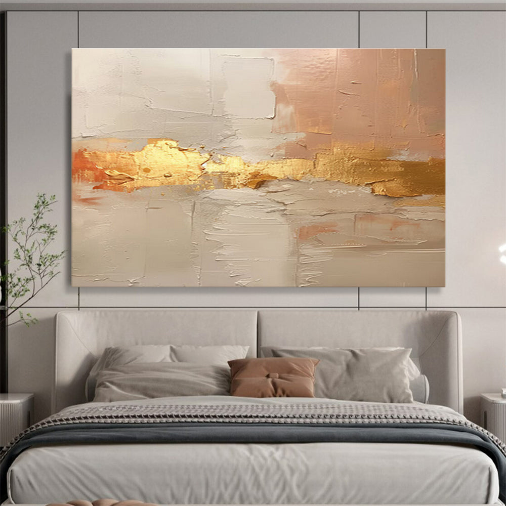 Gold - Accented Abstract - Abstract Impasto Painting On Canvas DKH617