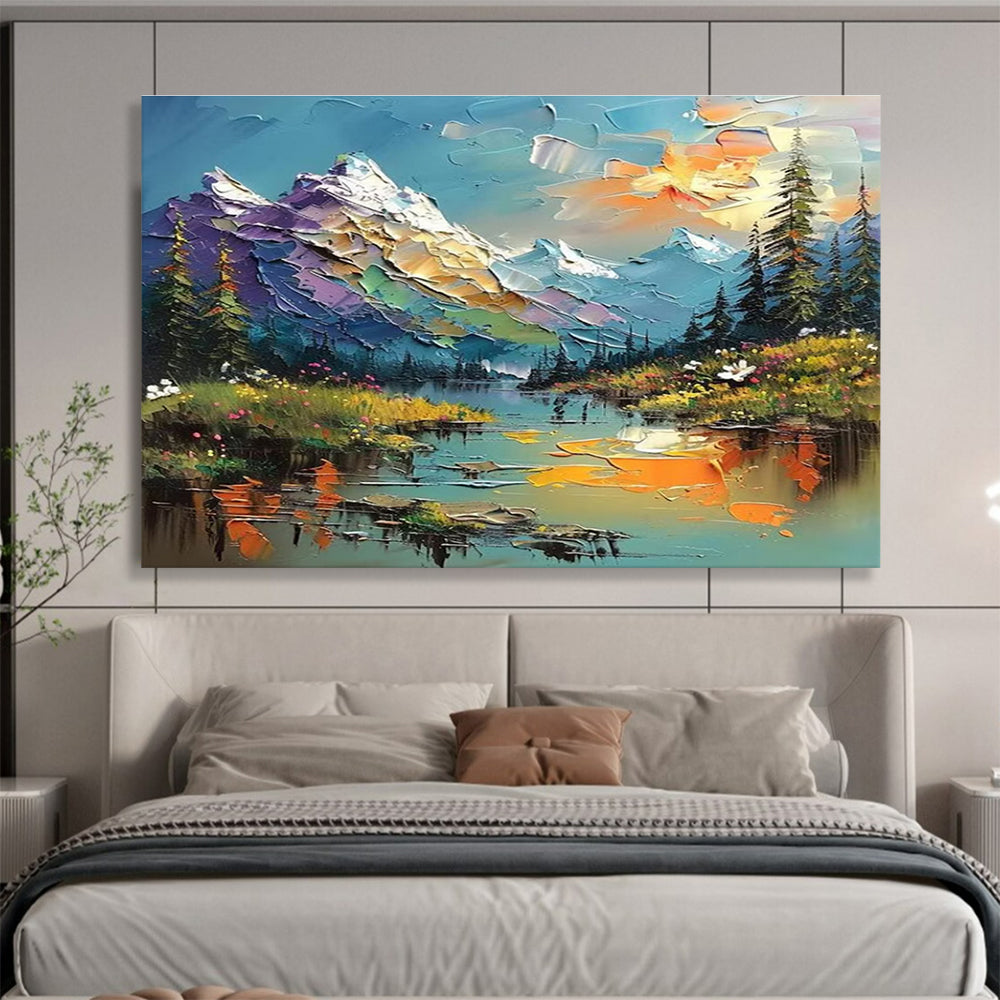 “Colorful Mountain Landscape” - Impasto Scenery Painting On Canvas DKH826