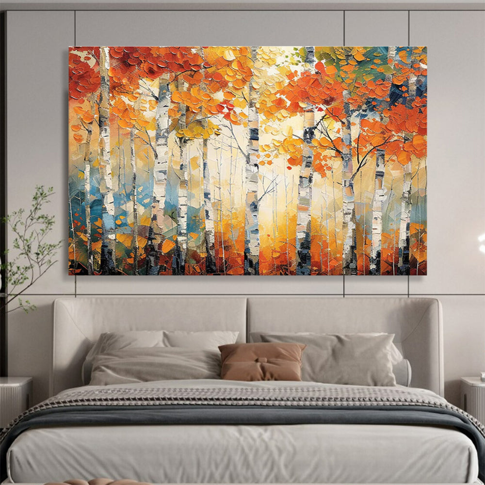 “Autumn Birch Forest” - Impasto Landscape Painting On Canvas DKH835