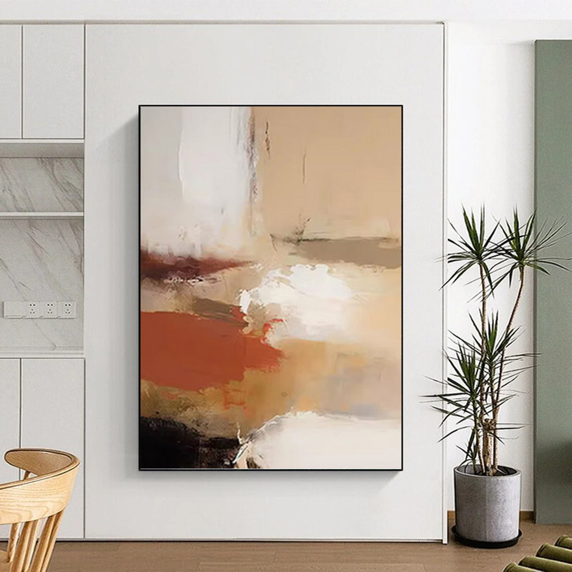 Earth & White Abstract - Abstract Expressionist Painting On Canvas DKH1245