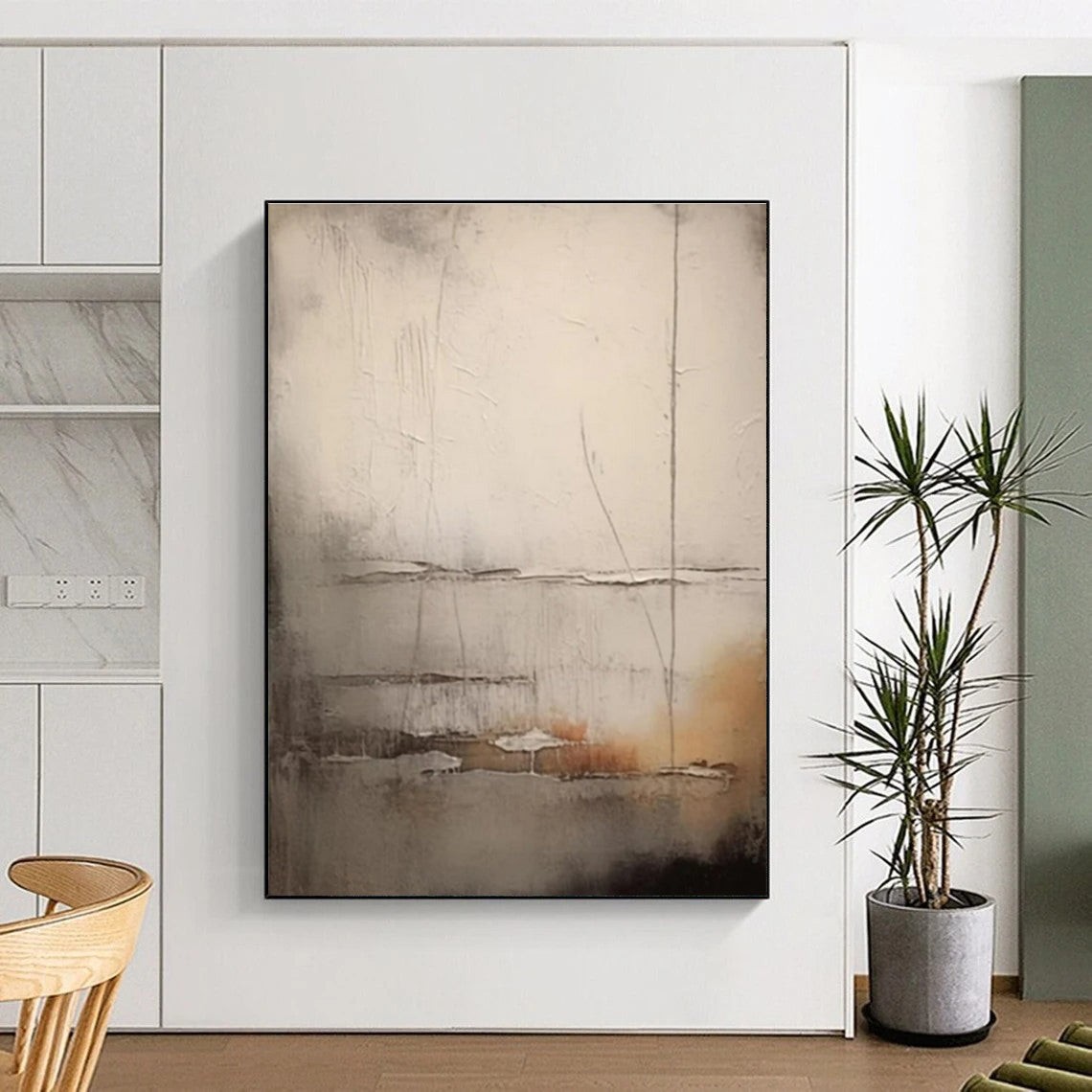 Gray Textured Layers, "Misty Depths" - Textured Abstract Painting CT0709