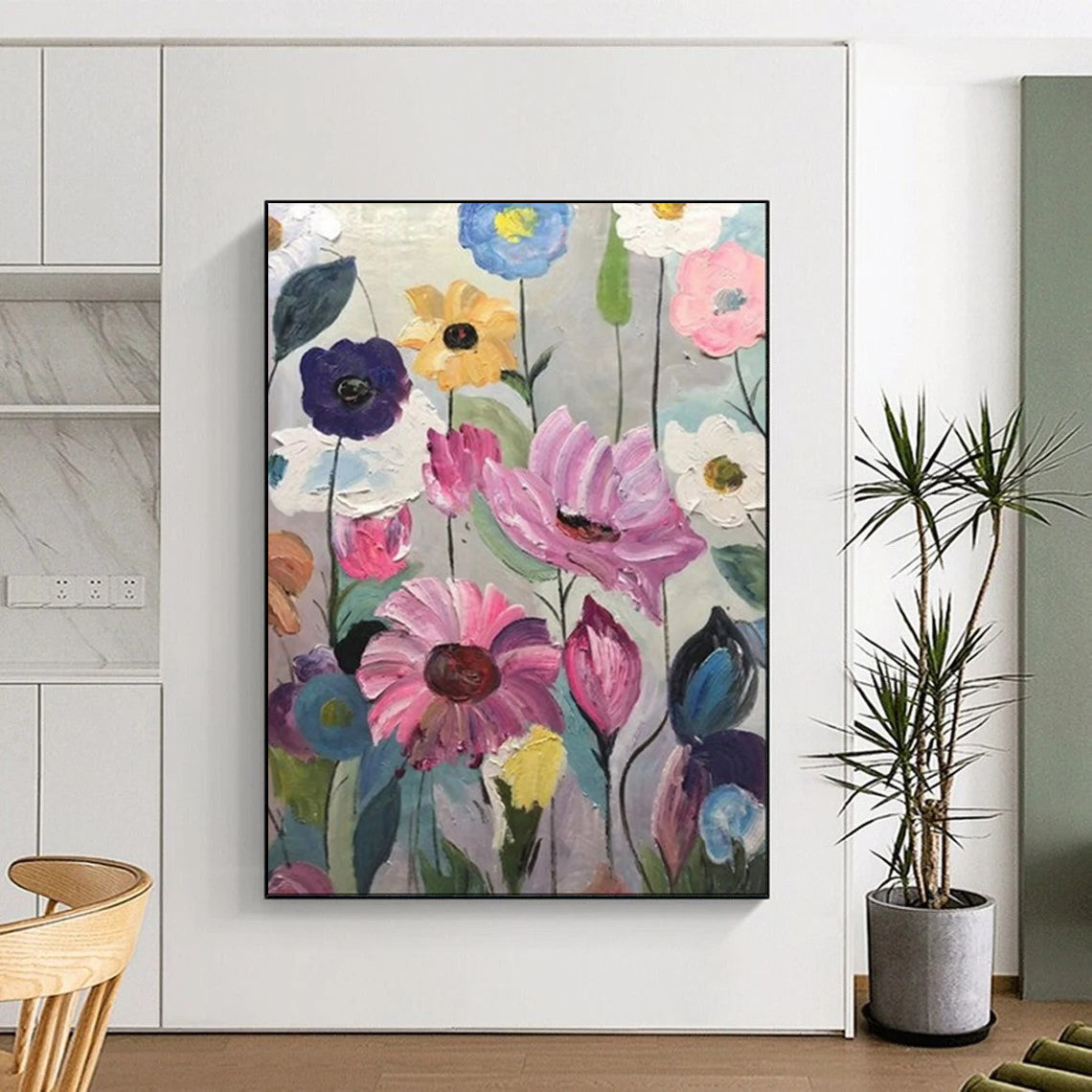 “Repetitive Colorful Blooms” – Textured Floral Oil CT2099