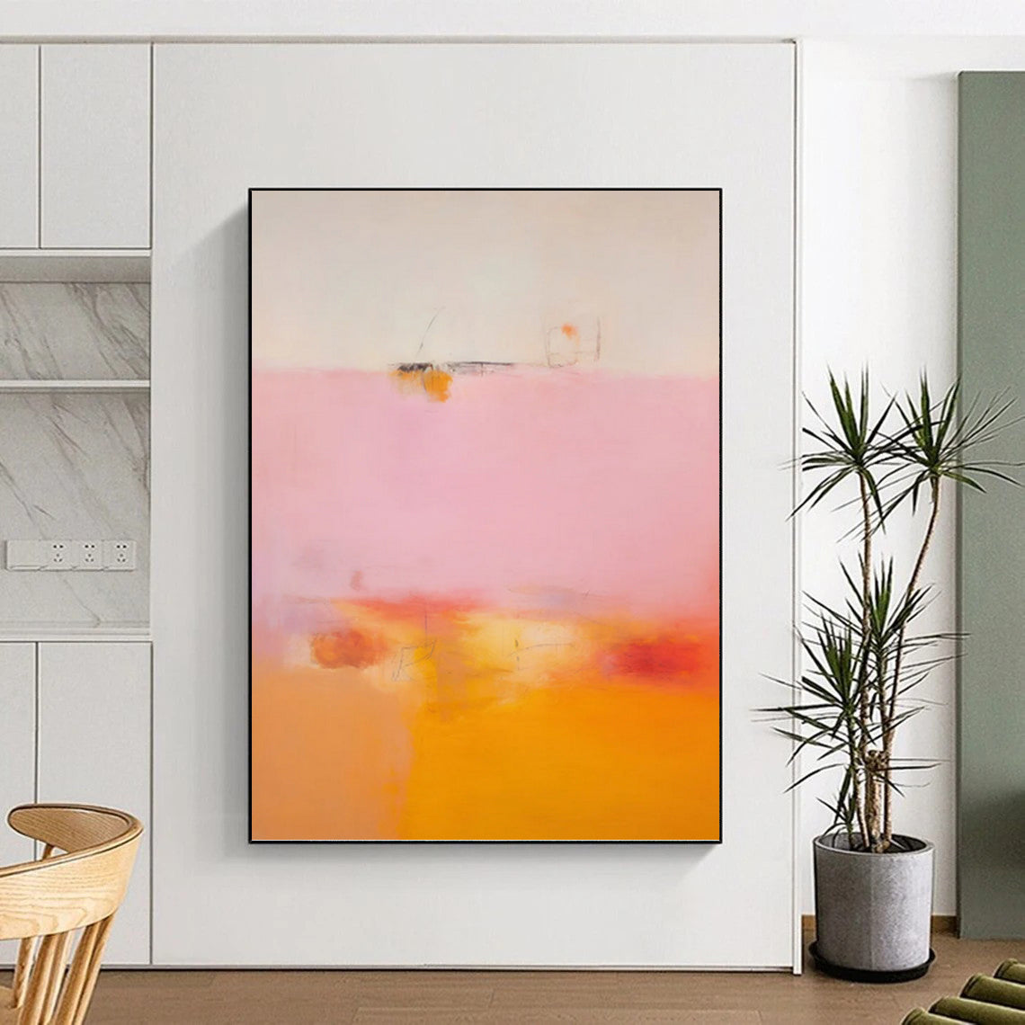 “Pink & Orange Subtle Abstract Field” Painting On Canvas DKH0992