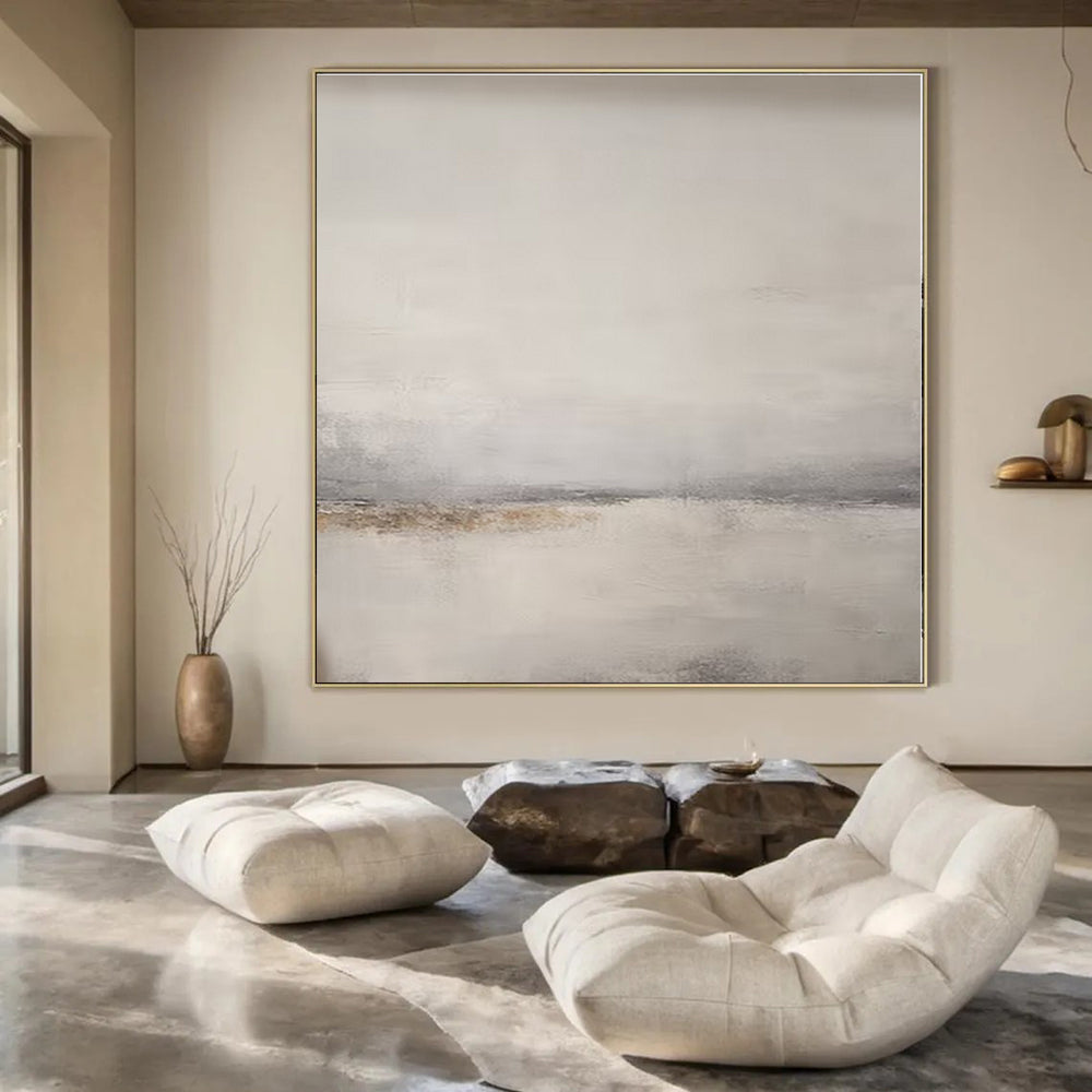 Light Grey Gradient Landscape - Abstract Landscape Acrylic Painting CT1376