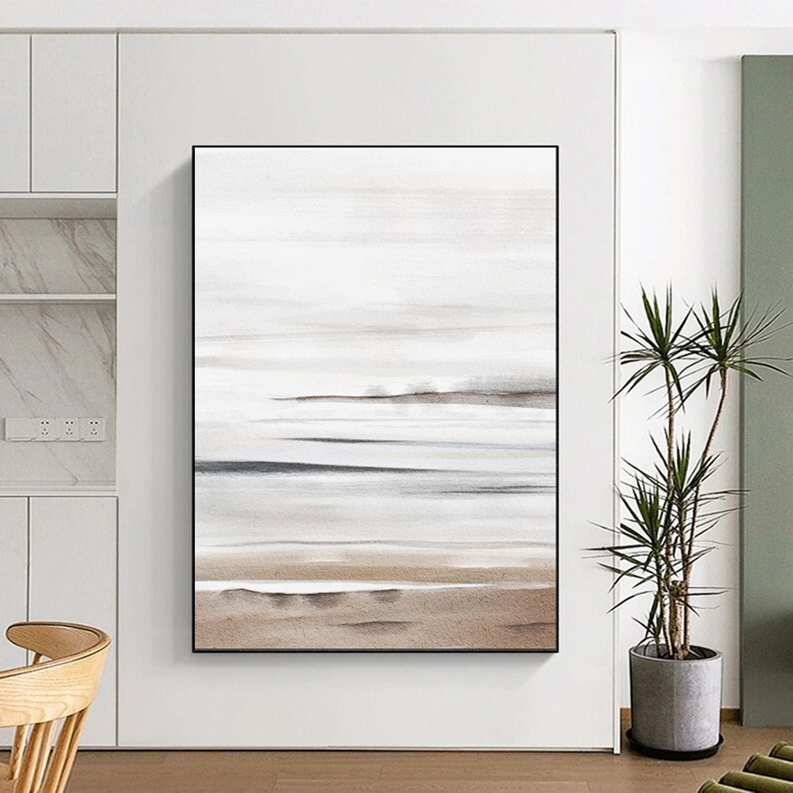 “Neutral Beach Layers” – Abstract Watercolor Seaside Scene CT2064