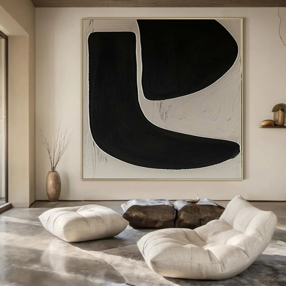 “Bold Black - White Organic Form” – Abstract Expressionist Painting CT1106