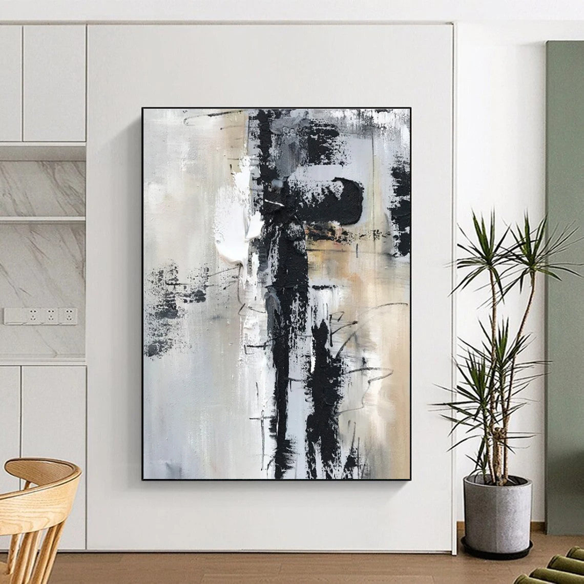 “Black - White - Gray Textured Chaos” ,Abstract Acrylic Painting CT0808