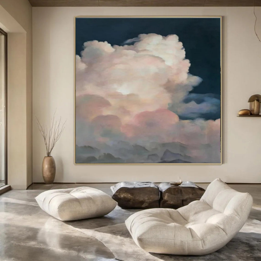 Pink & Purple Clouds, Dark Background - "Dreamy Cloudscape" - Impressionistic Oil Painting CT1449