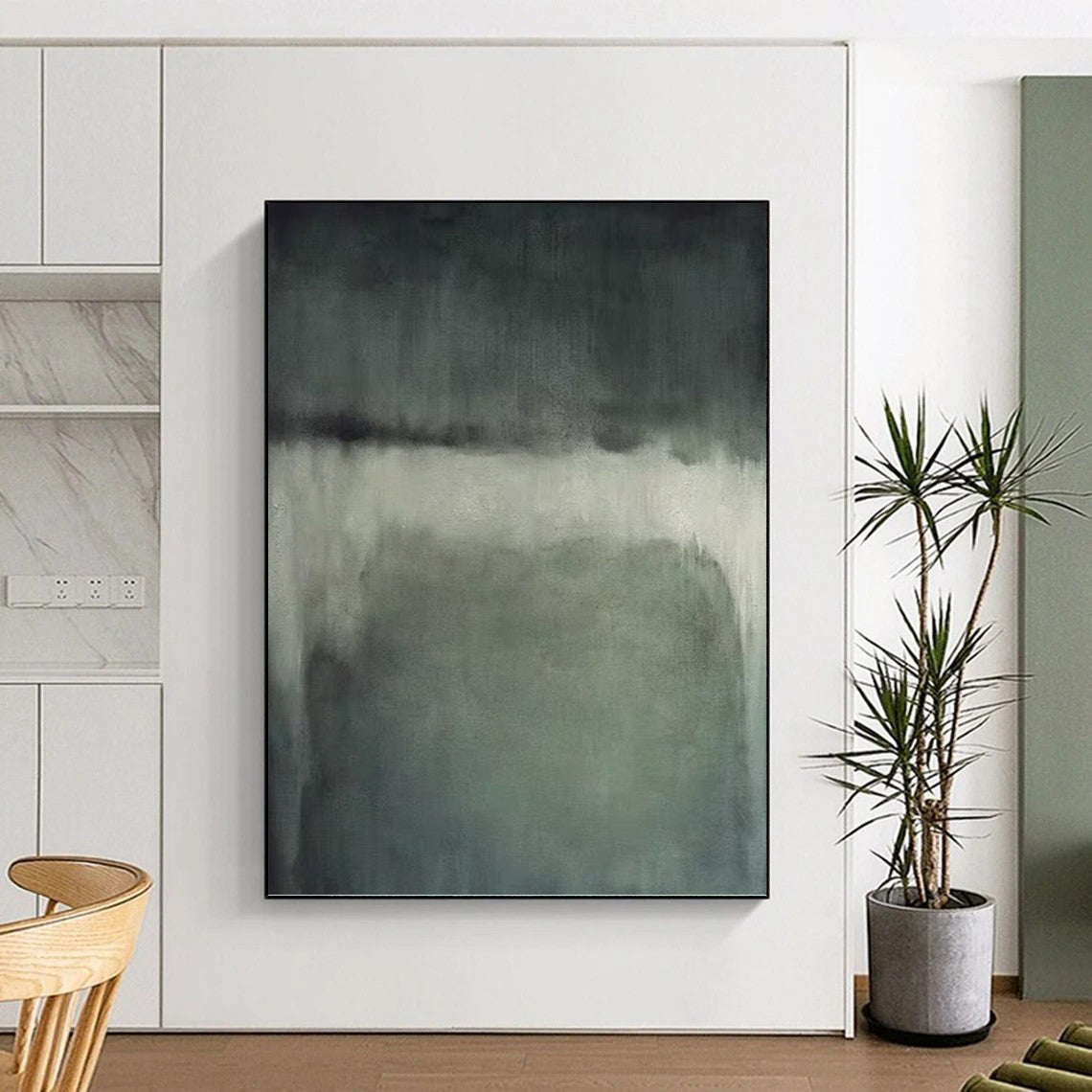 “Muted Gray Horizons” - Shades of Gray Abstract Minimalist Painting On Canvas DKH1193