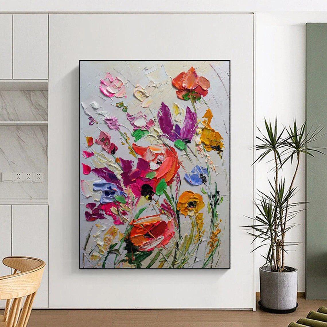 “3D Floral Burst - Multicolor Impasto Flower Bouquet” Painting On Canvas DTP265