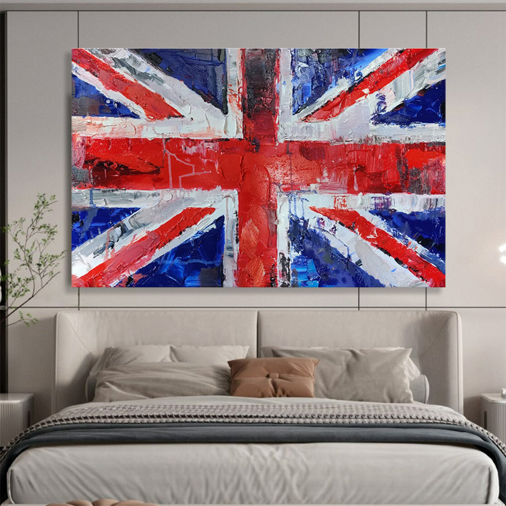 Textured Union Jack “Patriotic Palette Knife” Painting On Canvas DKH120