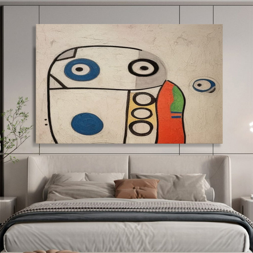 “Color - Blocked, Whimsical Creature ‘Playful Doodle’” - Abstract Figure Painting On Canvas DLZ001