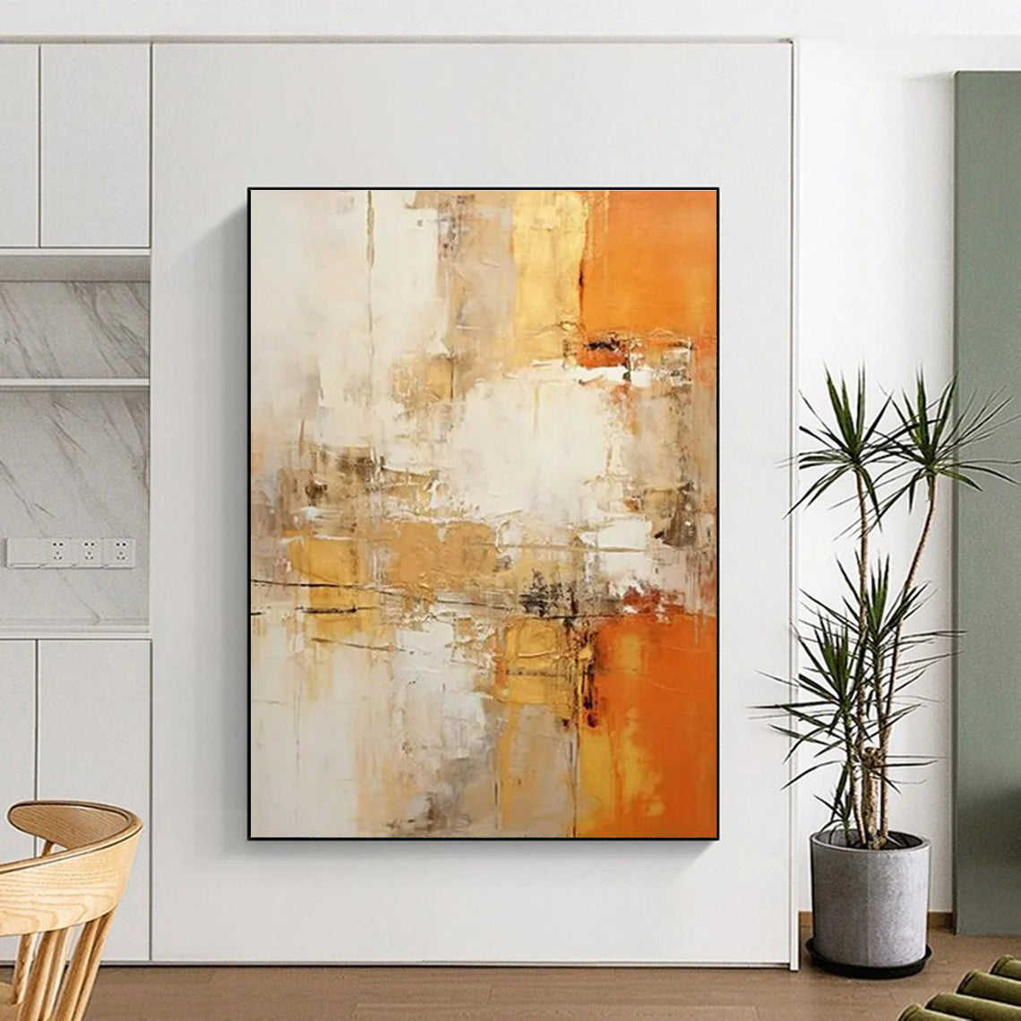 “Gold - Orange - Beige Abstract Textures” ,Abstract Acrylic Painting CT0817