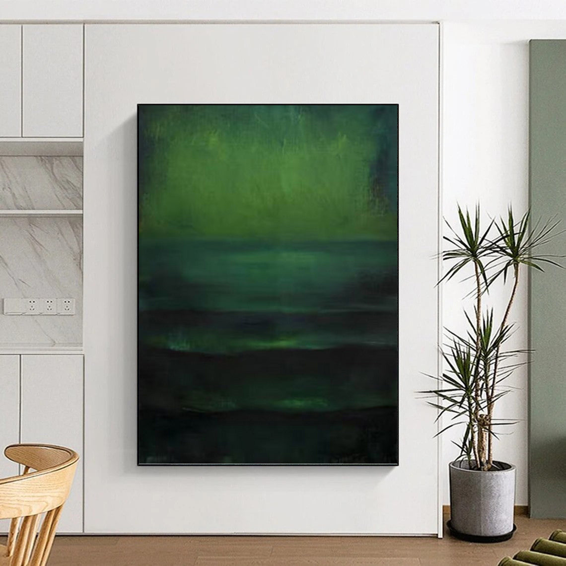 “Emerald Horizons” - Layers of Green & Teal Abstract Painting On Canvas DKH1189