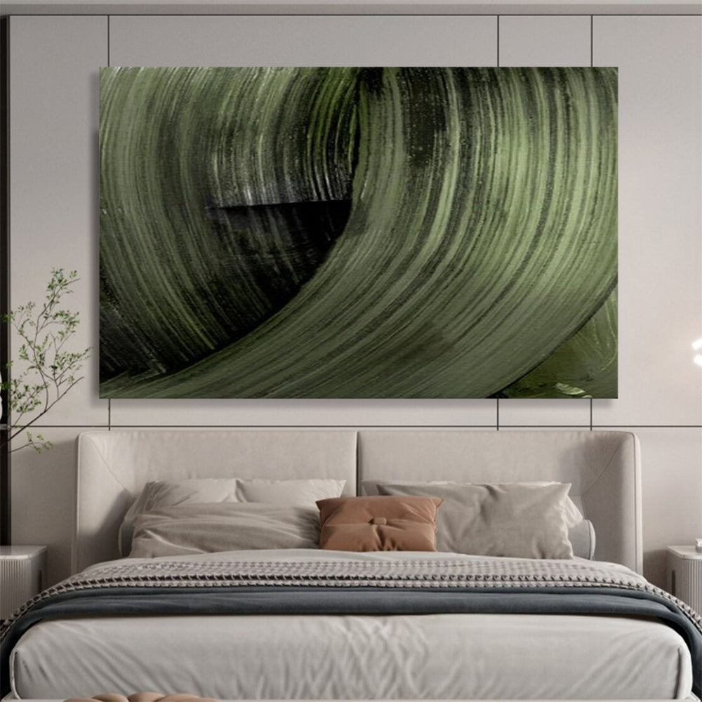 “Swirling Dark Green Forms” Abstract Expressionist Oil Painting On Canvas DLZ123