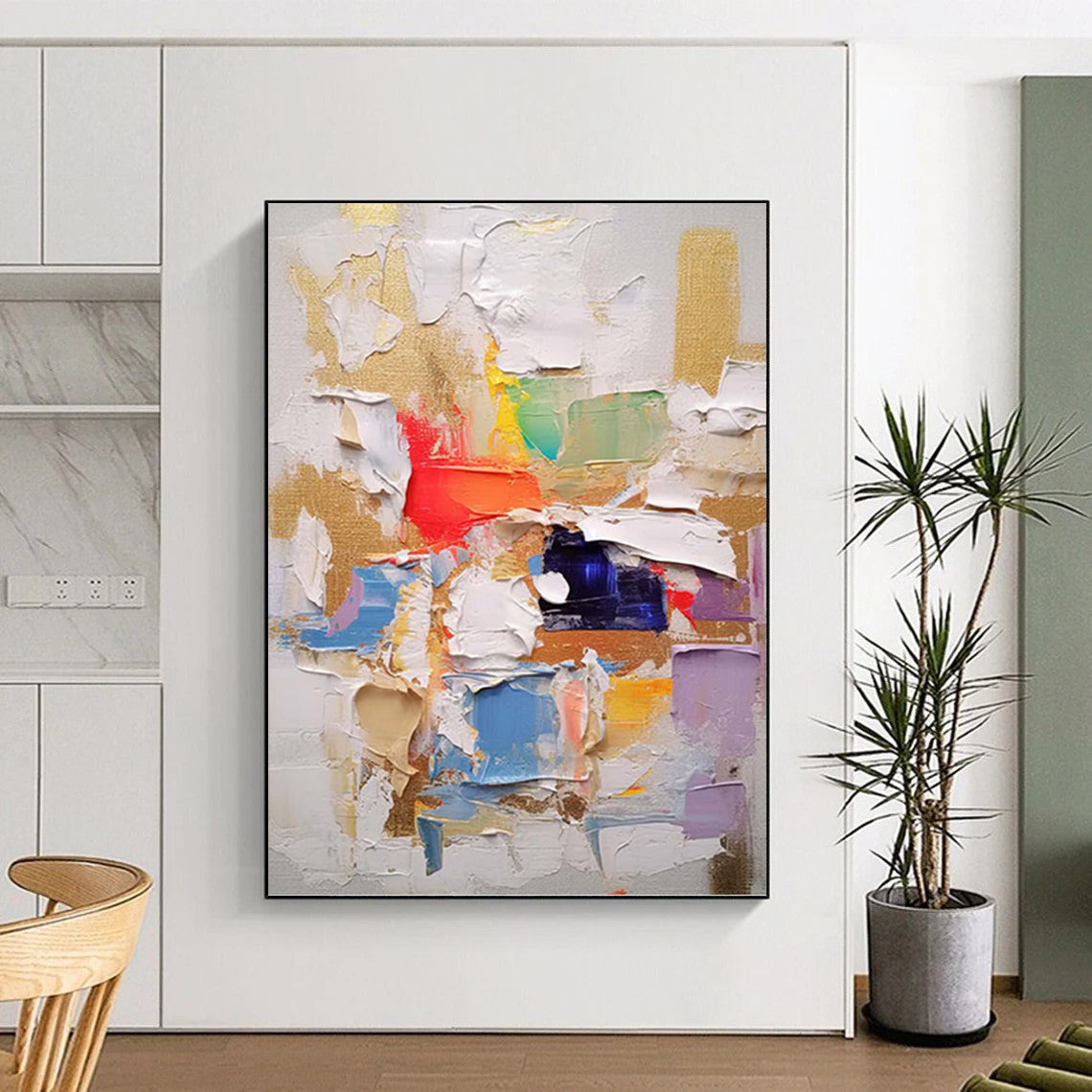 “Color - Blocked Impasto Abstraction” - Bold Abstract Painting On Canvas DKH1057