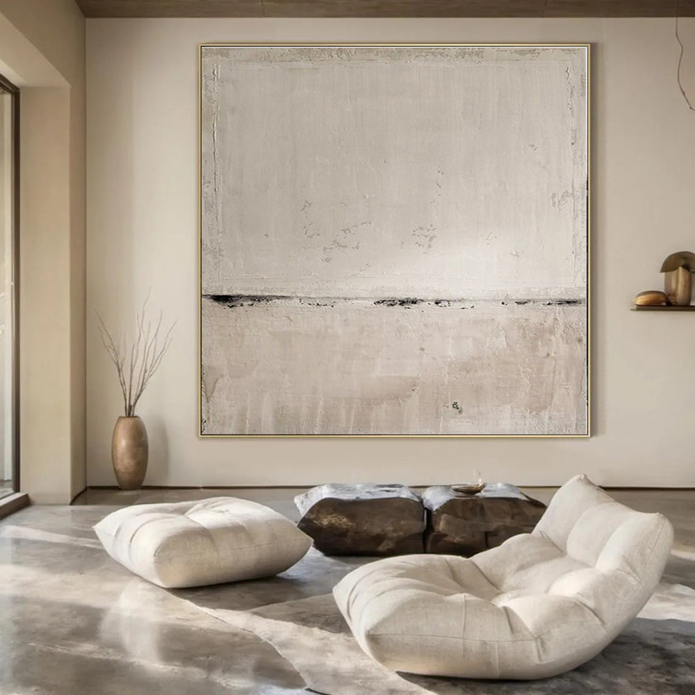 Beige - and - Black Subtle Texture - Minimalist Textured Acrylic Painting CT1370