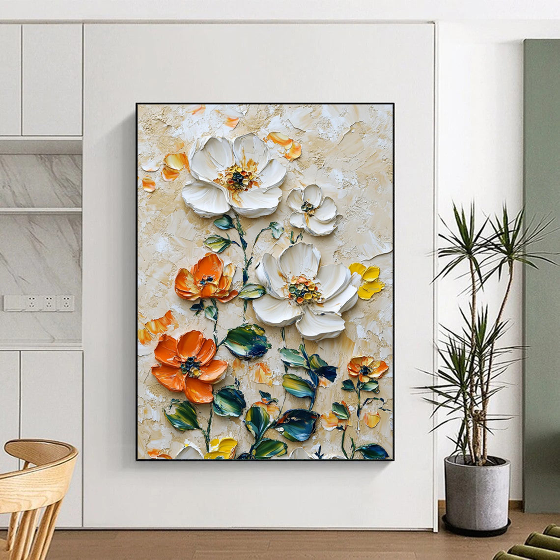 “3D Floral Burst” – Impasto Flower Oil Art CT2068