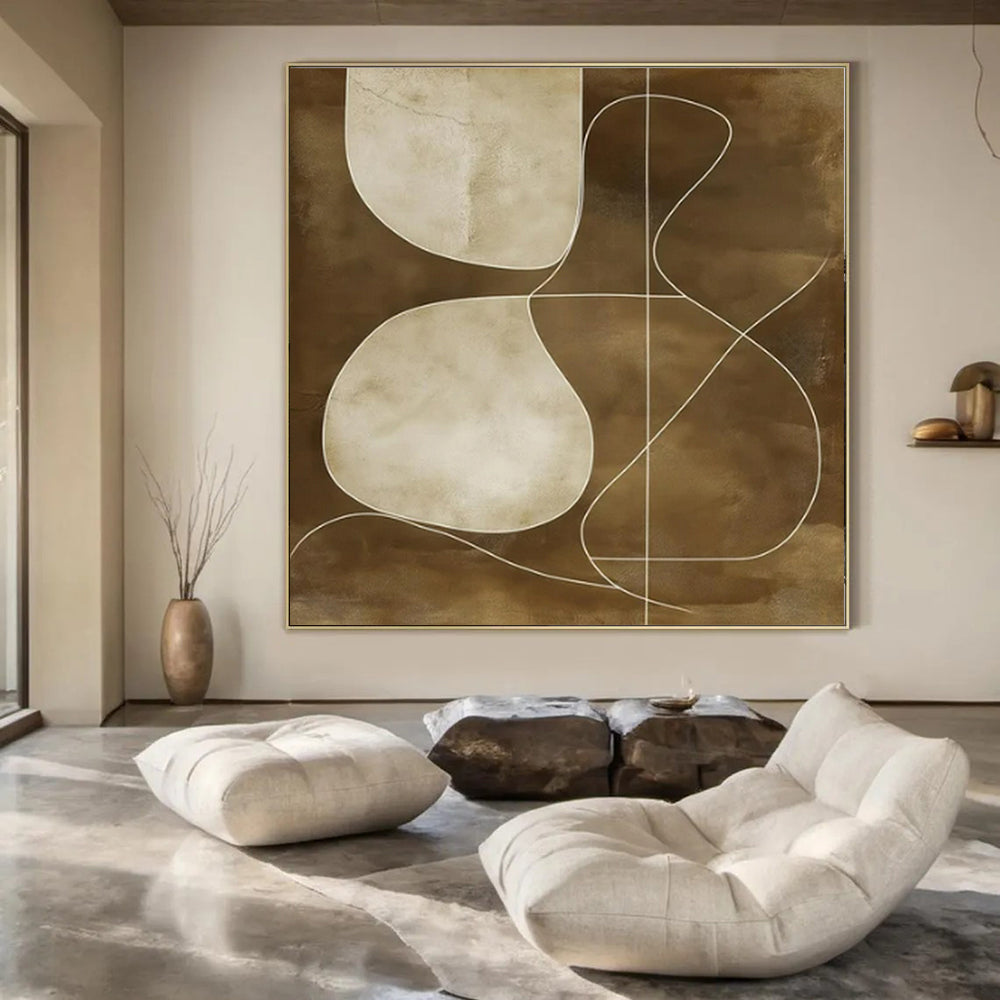 “Brown - Toned Abstract” ,Abstract Minimalist Acrylic Art CT0941