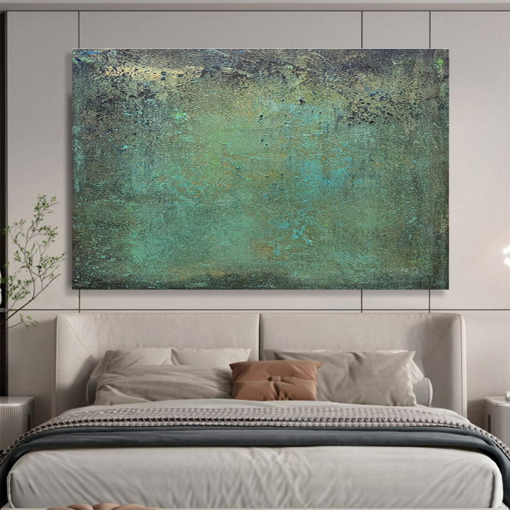 Teal and Brown Textured Canvas - Abstract Impasto Painting On Canvas DKH600
