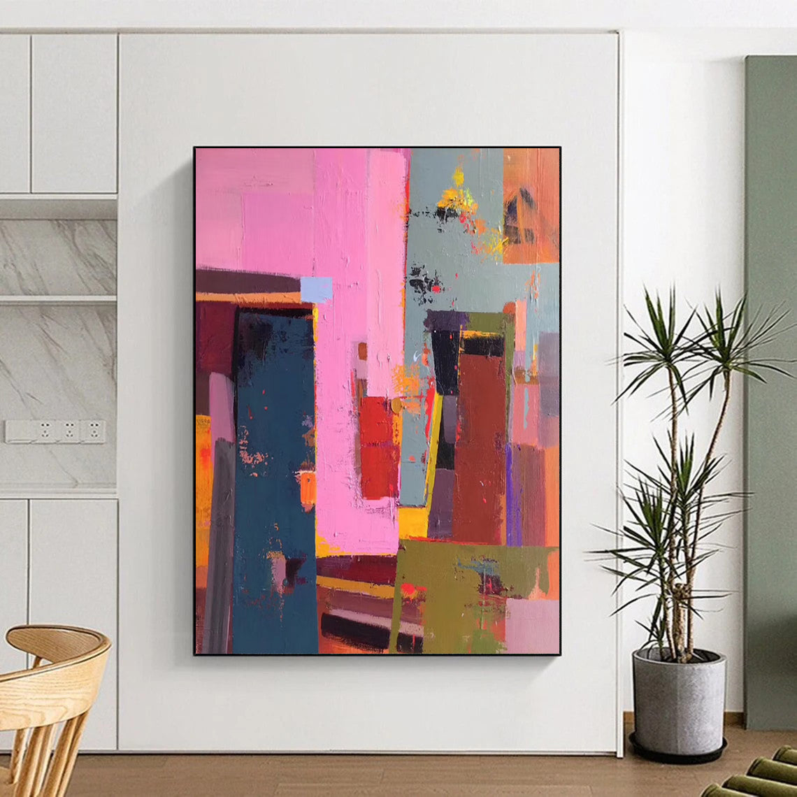 “Vibrant Cubist Blocks” - Abstract Cubist - Style Painting On Canvas DTP050