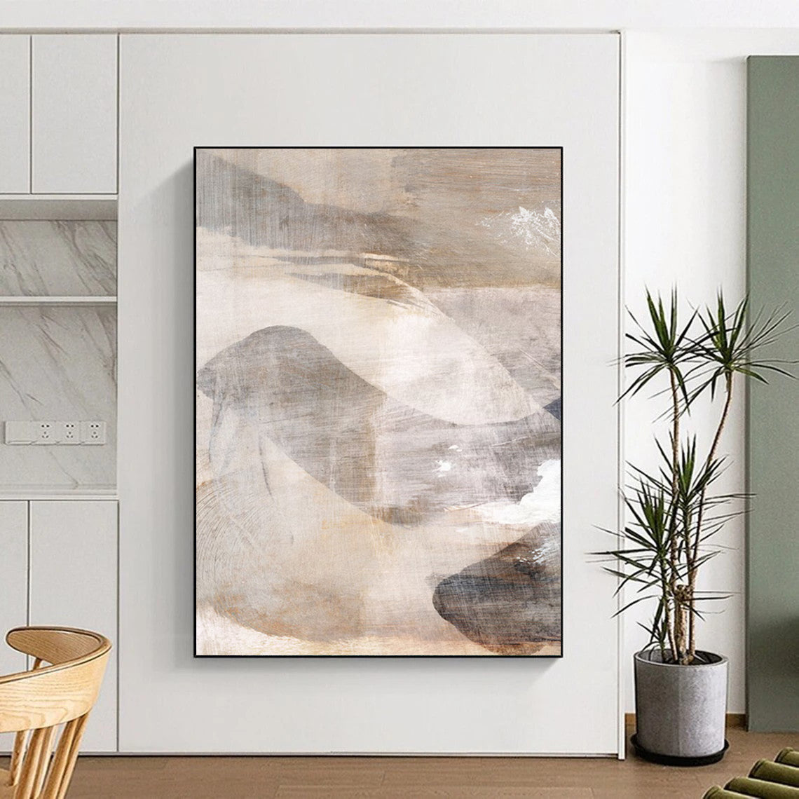 “Neutral Abstract Landscapes” - Brown, White, and Gray Abstract Painting On Canvas DTP210
