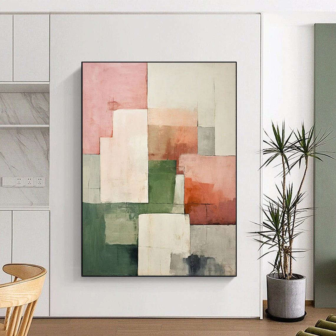 Pastel Geometric Collage - Minimalist Geometric Abstract Painting On Canvas CT2279