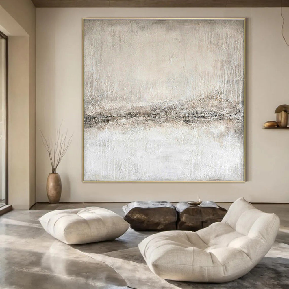 “Pure White & Light Gray Minimalist” – Abstract Minimalist Art CT0966
