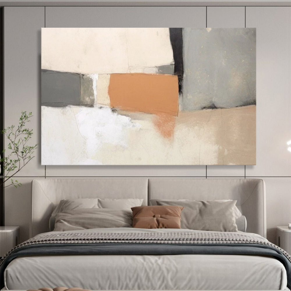 “Neutral Tones With Terracotta Accent” Abstract Painting On Canvas DLZ076