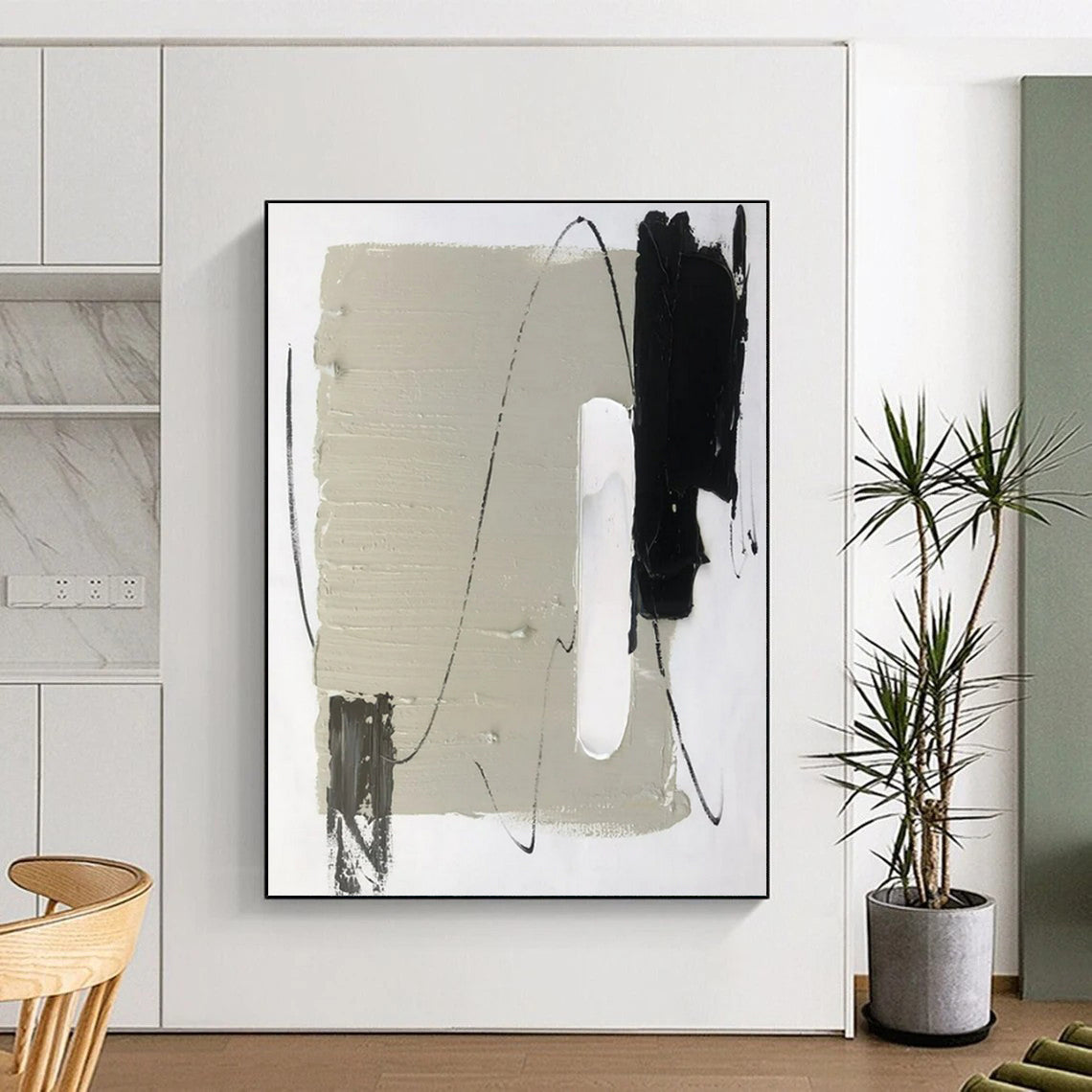 “Gray - Black - White Minimalist Forms” ,Abstract Acrylic Painting CT0800