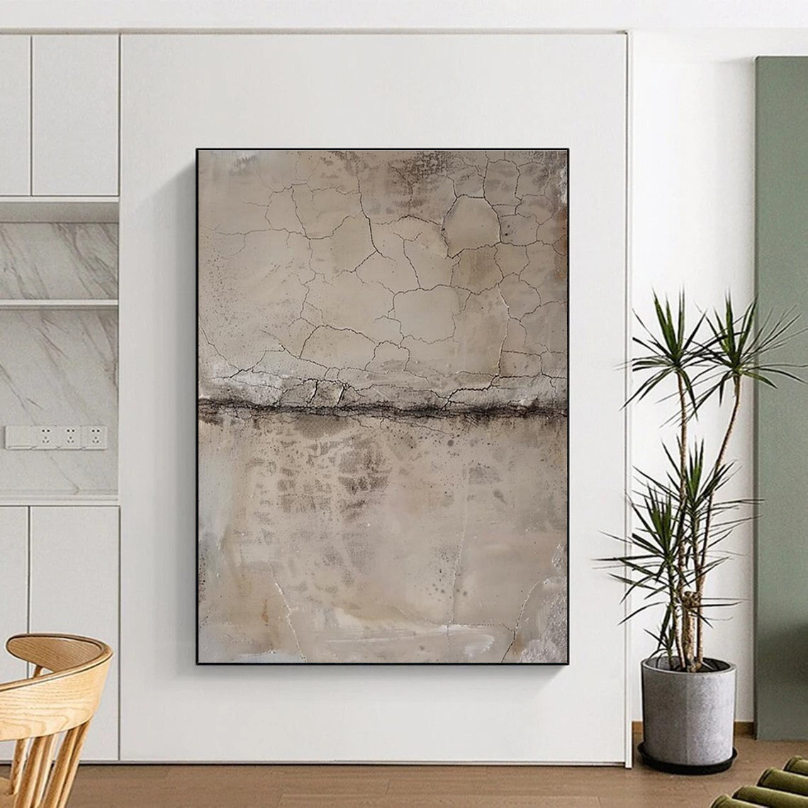 “Earthy Tones, Cracked Textures” - “Time’s Embrace”,Mixed - Media Textured Painting CT0703