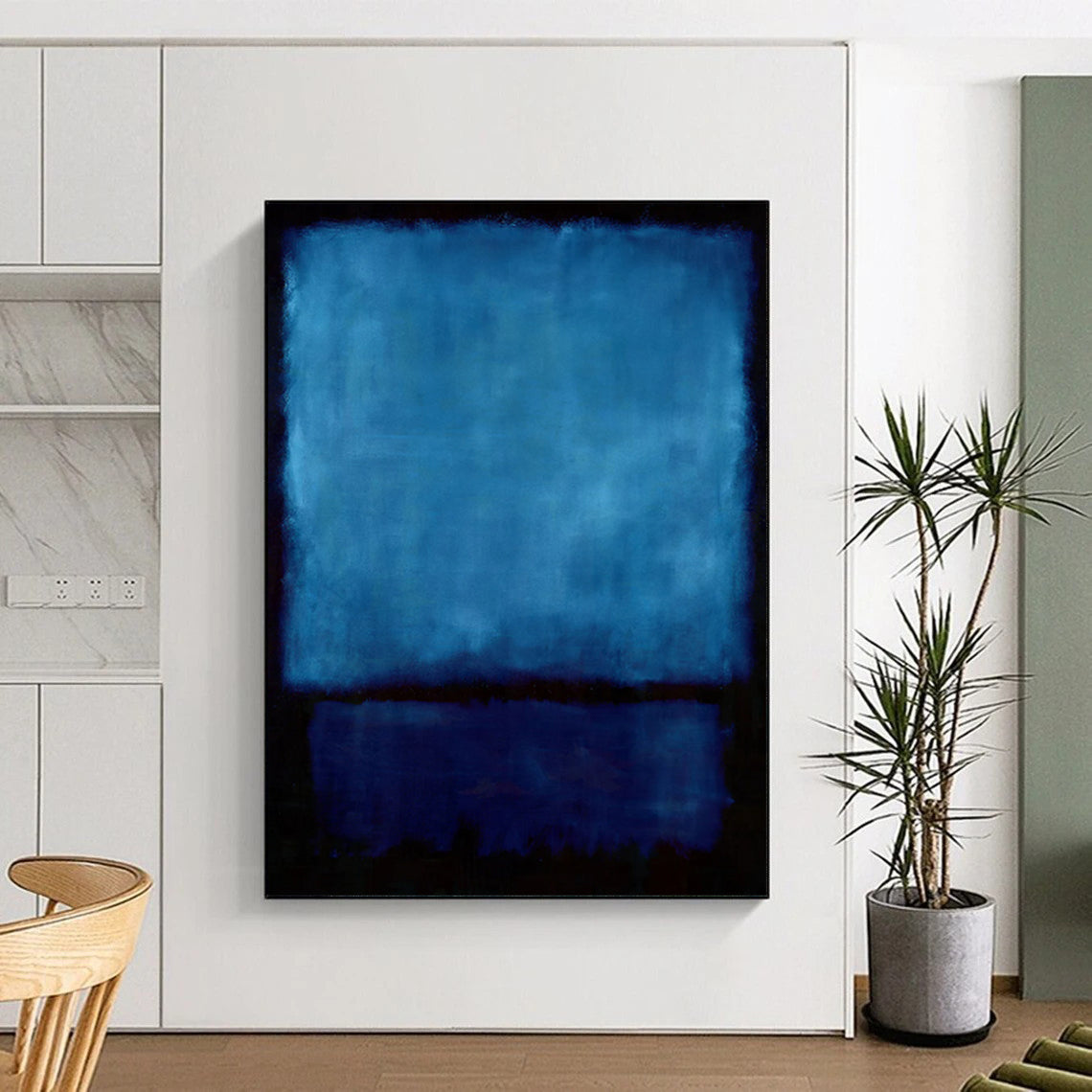 “Deep Blue on Black” - Rothko - Style Color Field Art CT1943