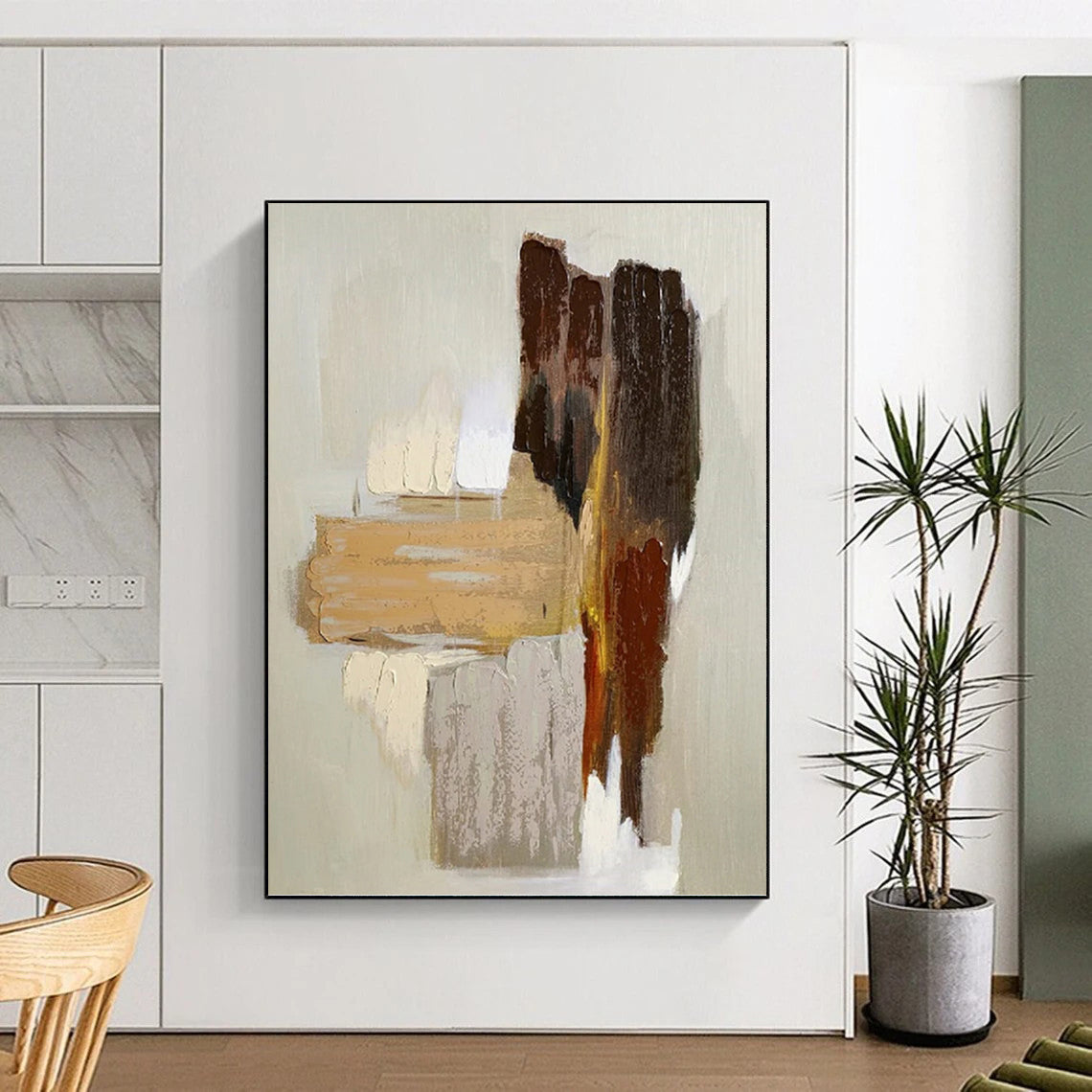 “Neutral Color Block Abstraction” - Minimalist Abstract Painting On Canvas DKH1067