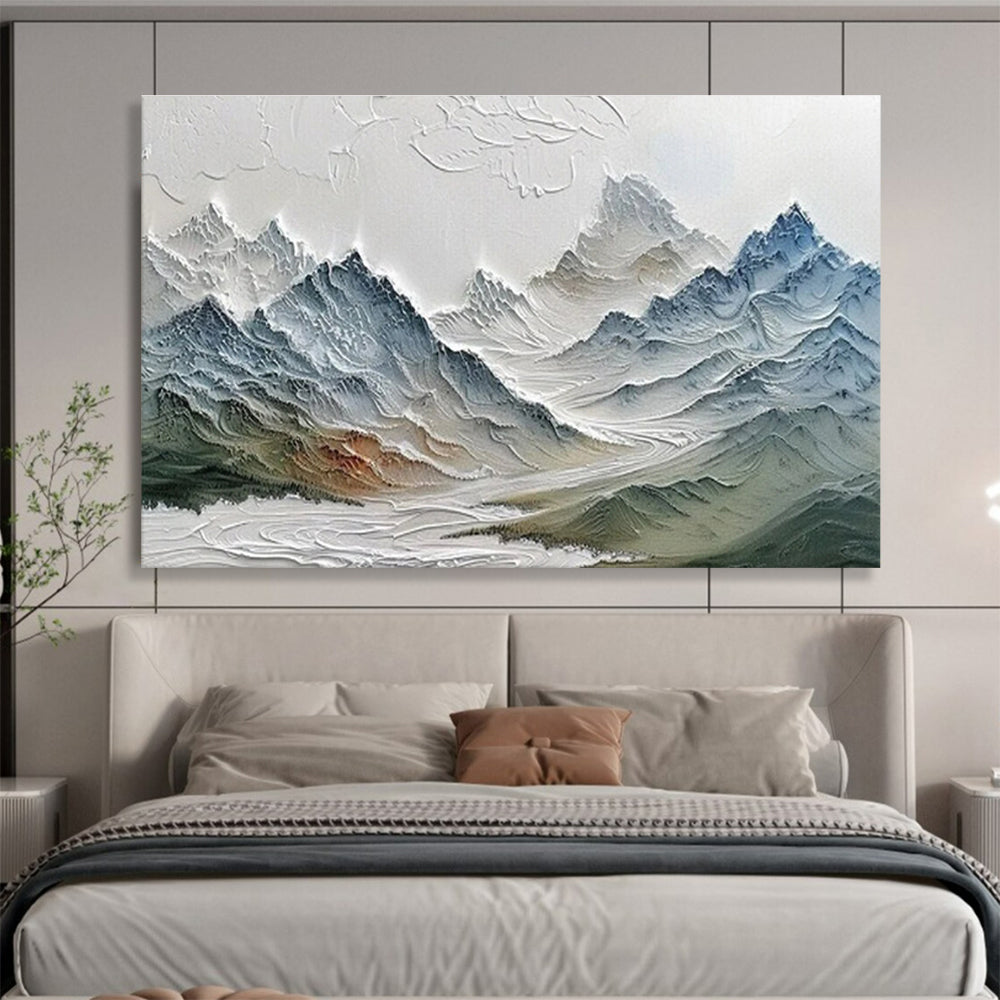 “Textured Colorful Mountain Range” Impasto Landscape Painting On Canvas DKH453