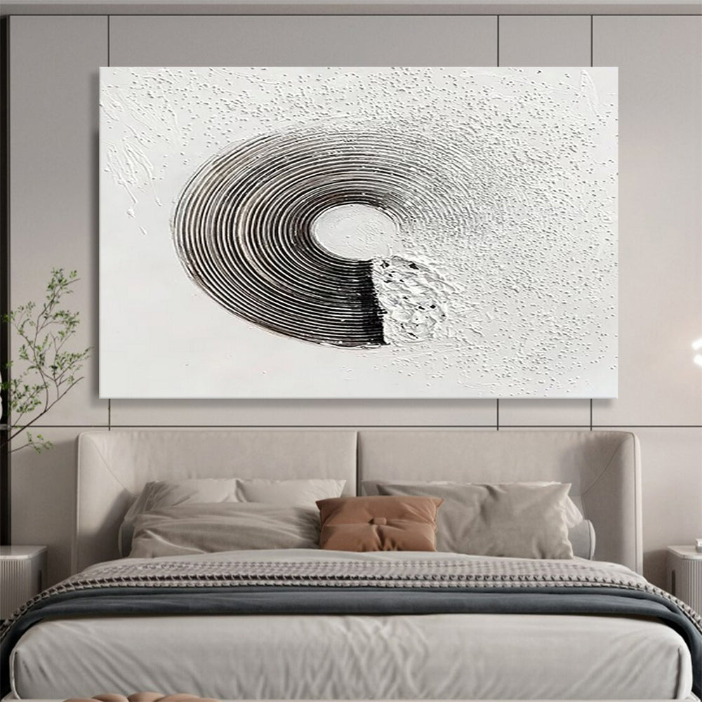 Textured Circular Form - Abstract Mixed - Media Painting On Canvas DKH645